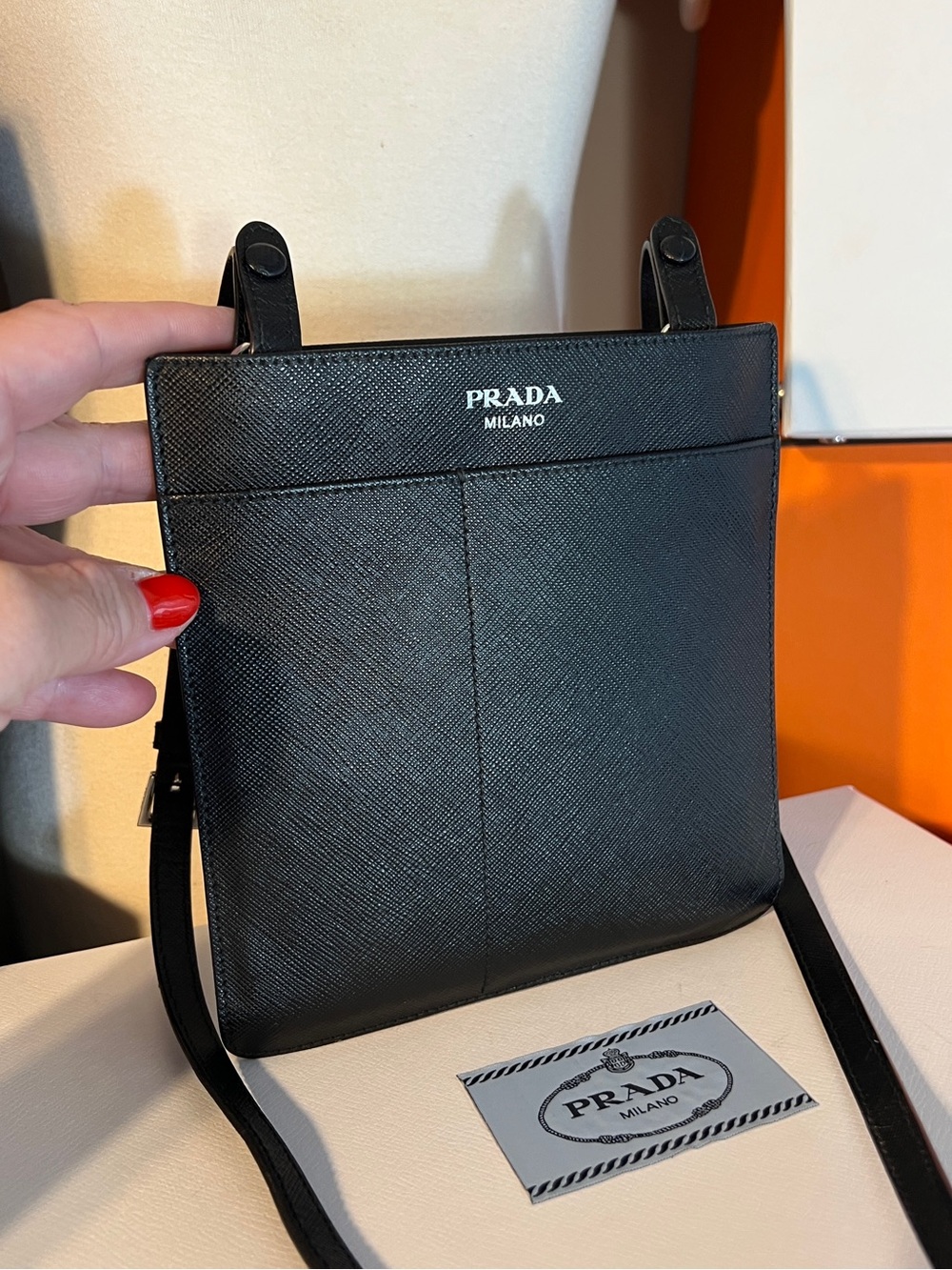 Prada🌟Milano Black Saffiano Leather Crossbody Bag! Offer’s always welcome!
